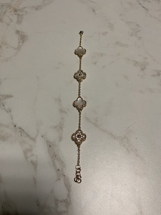 White Pearl Flower Bracelet