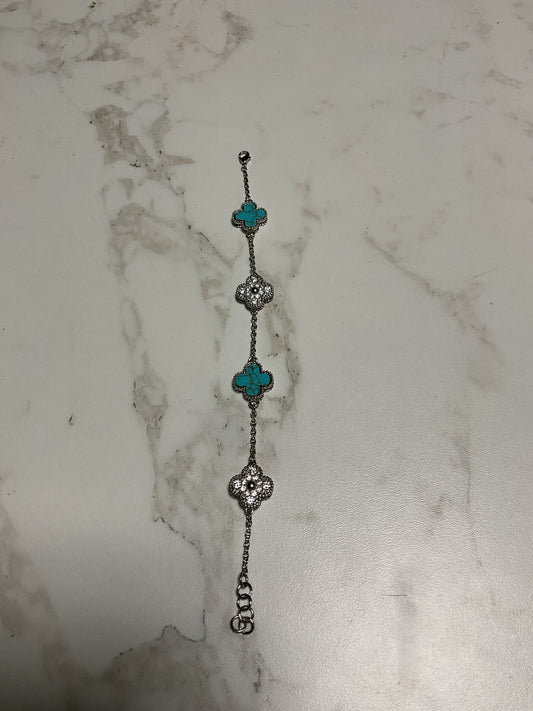 Teal Pearl Flower Bracelet
