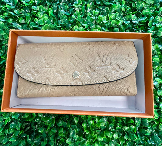 Beige Imprinted Wallet
